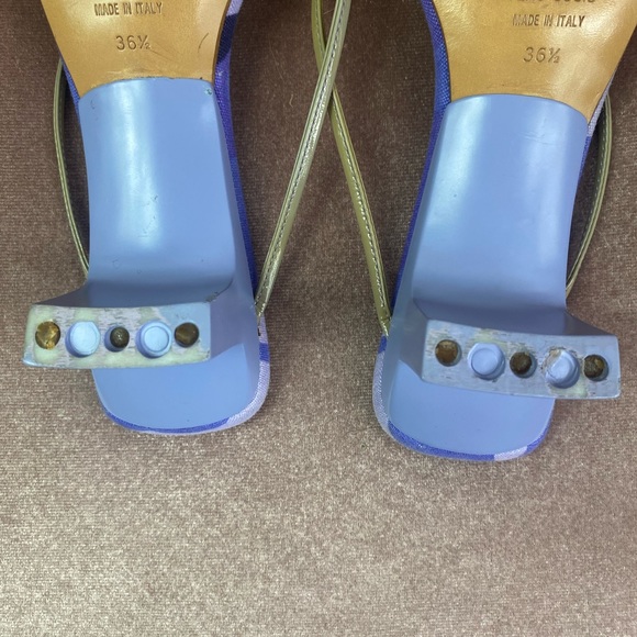 Sergio Rossi Vintage Y2K Square Toe Blue Strappy Heeled Sandals- Size 36.5 - Picture 9 of 12